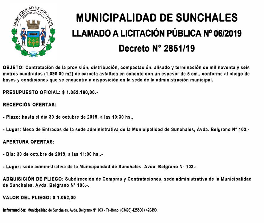 licitacion Decreto Nº 06 -19