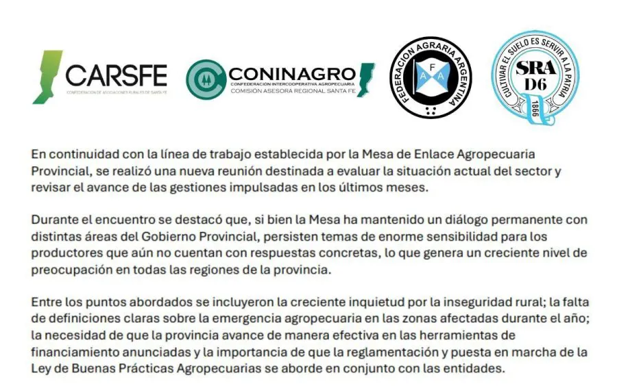 Comunicado Mesa de Enlace 2