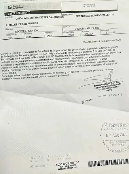 Telegrama Hugo Perino