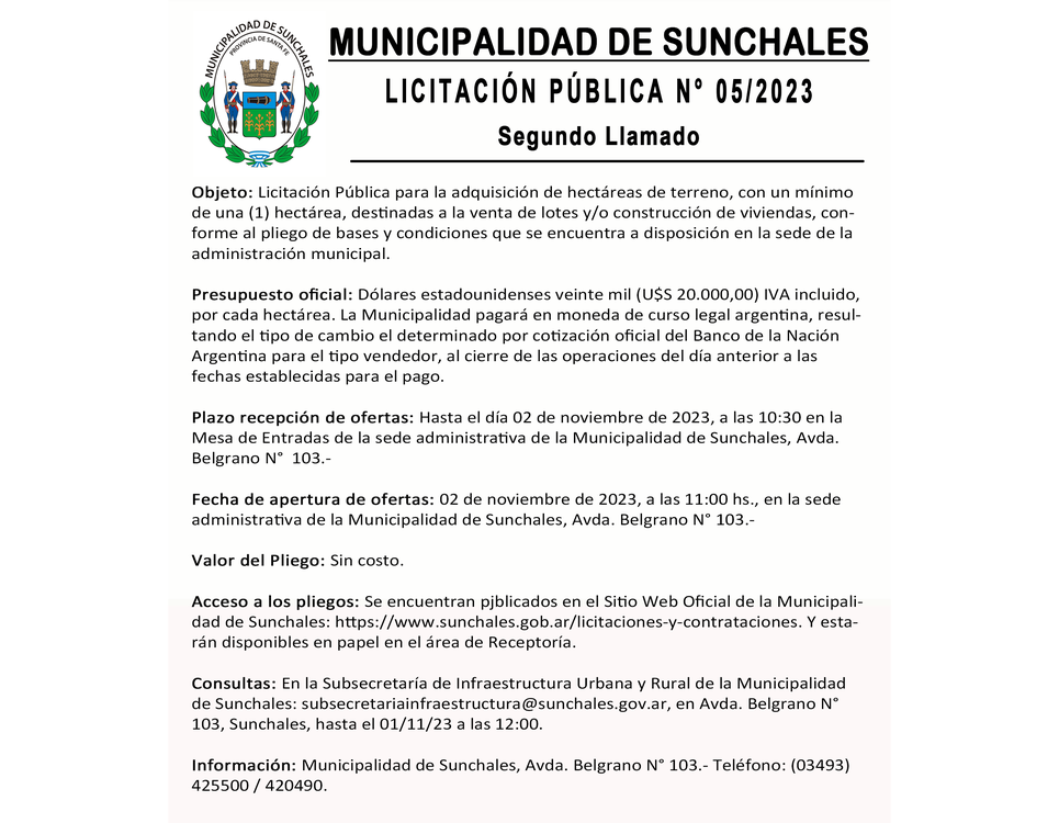 licitacion 5-2023 - segundo llamado bis