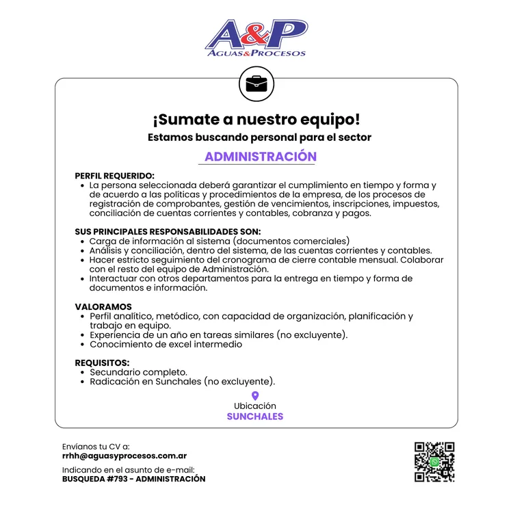 Busqueda personal sector administracion