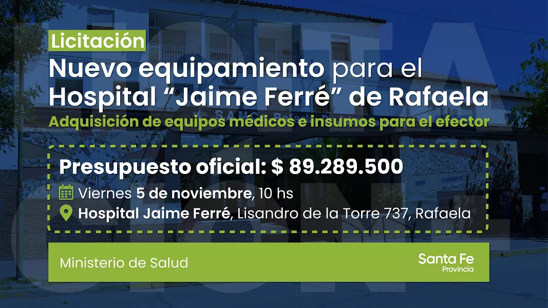 Licitacion equipamiento hospital Rafaela