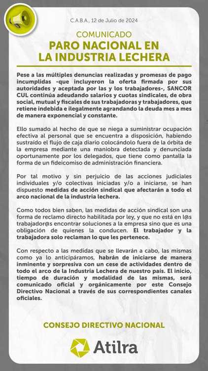 Comunicado CDN Atilra 12072024_Paro Nac