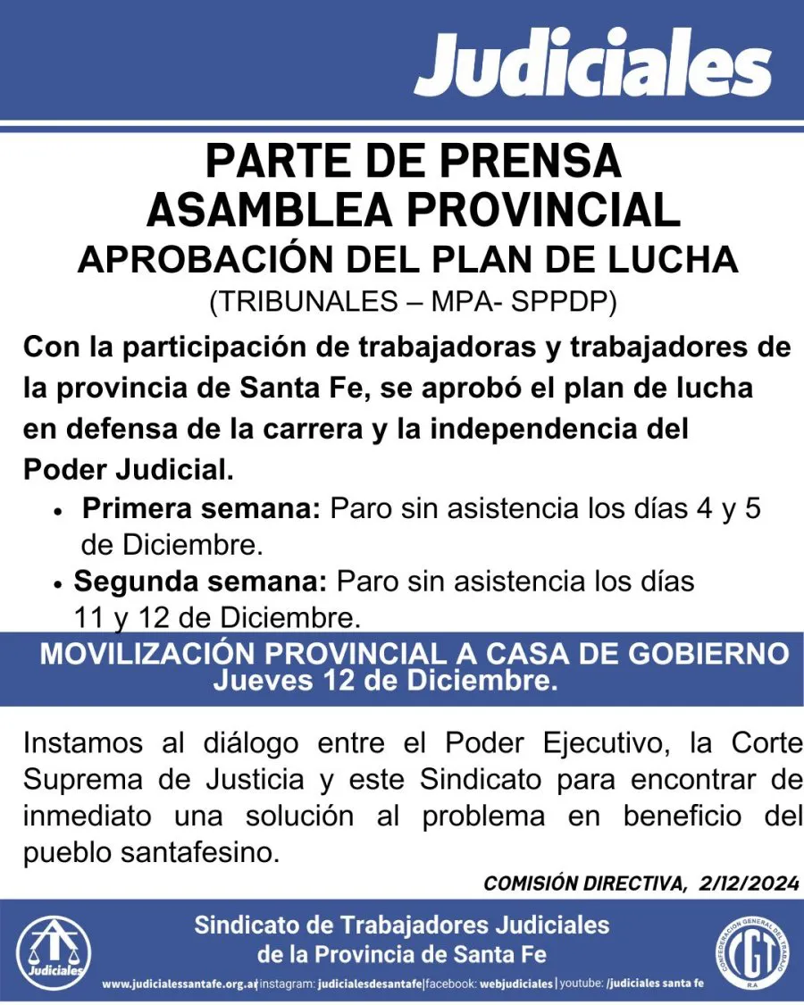 Paro judiciales diciembre