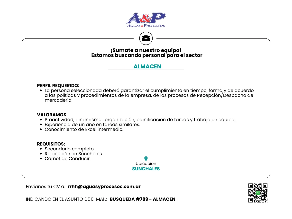 BUSQUEDA #789 - ALMACEN