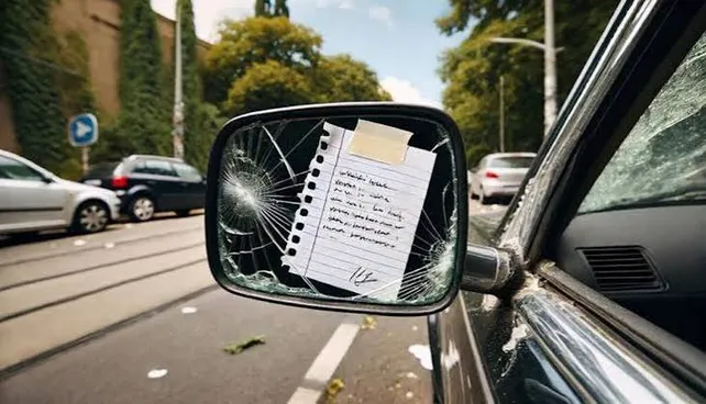 estafa con espejo retrovisor dañado