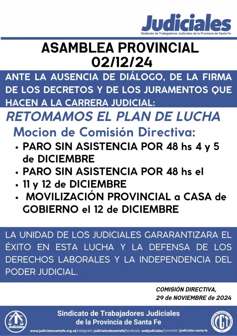 Medida de fuerza judiciales 2-12-24